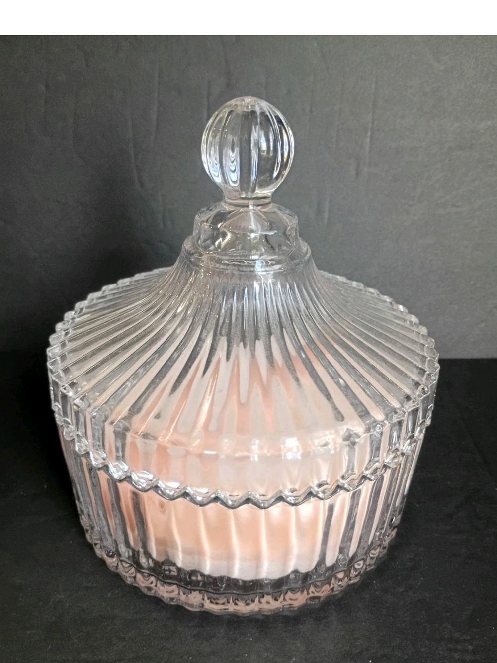 Vintage Mikasa Diamond Fire Ribbed Powder/Candy Dish W/ Lid